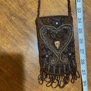 Brown Beaded Minibag